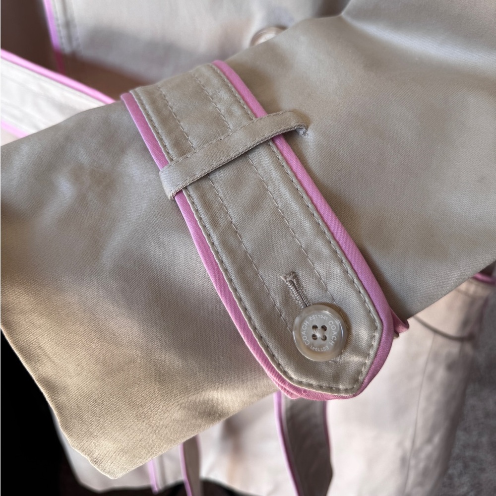 Coach Beige Trench Coat with Pink Accents - Picture 2 of 6